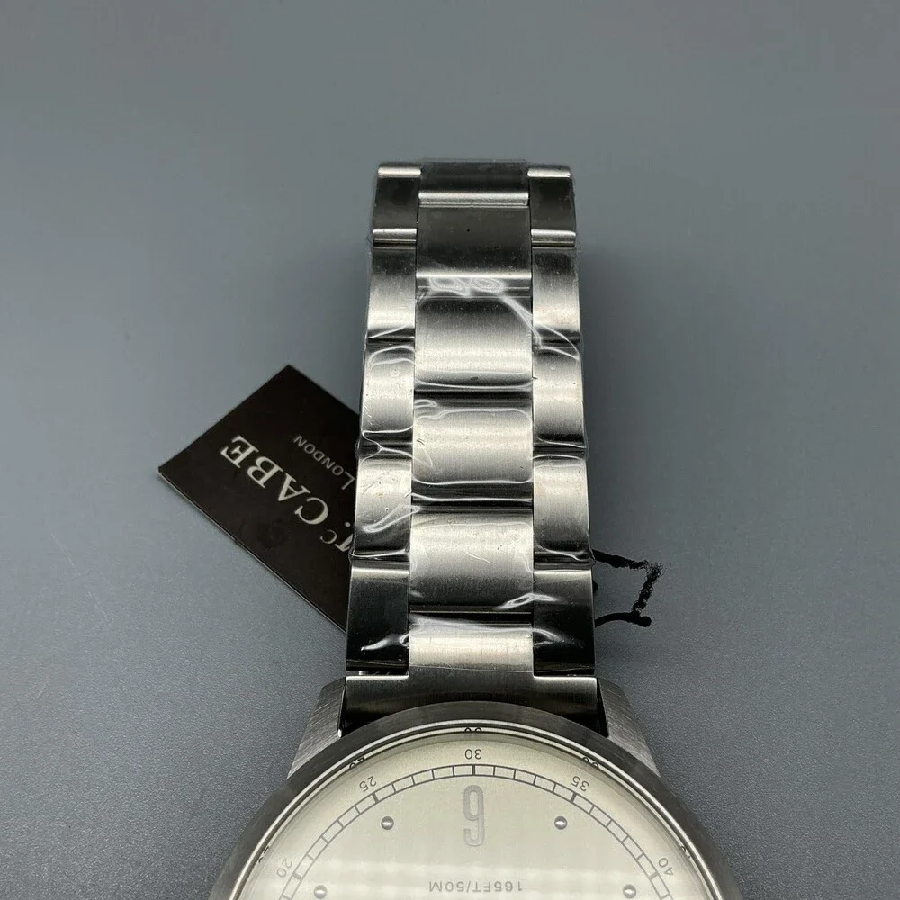 JAS McCabe JM-1034 Mens Watch 42mm Cream Dial Stainless Date New Battery 8.25